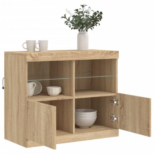 Skænk med LED-lys 81×37×67 cm - sonoma eg