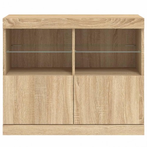 Skænk med LED-lys 81×37×67 cm - sonoma eg
