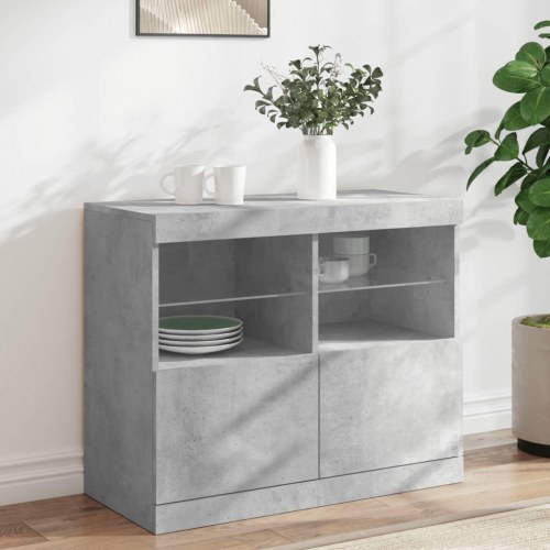 Skænk med LED-lys 81 × 37 × 67 cm - betongrå