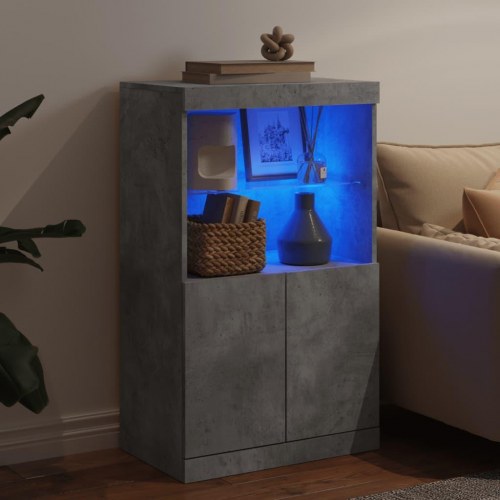 Skænk med LED-lys 60,5×37×100 cm - betongrå