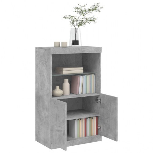 Skænk med LED-lys 60,5×37×100 cm - betongrå