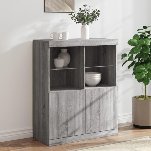 Skænk med LED-lys 81x37x100 cm grå sonoma-eg