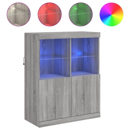 Skænk med LED-lys 81x37x100 cm grå sonoma-eg