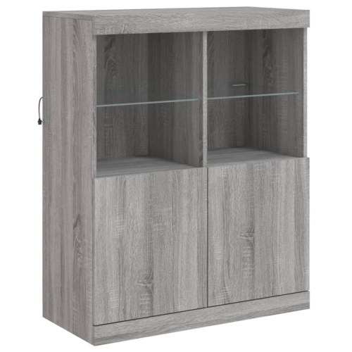 Skænk med LED-lys 81x37x100 cm grå sonoma-eg