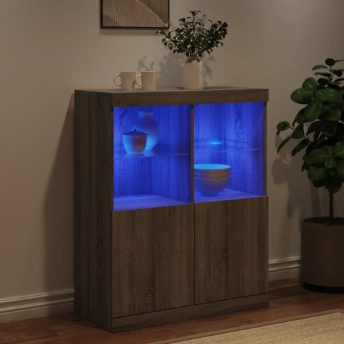 Skænk med LED-lys 81x37x100 cm grå sonoma-eg