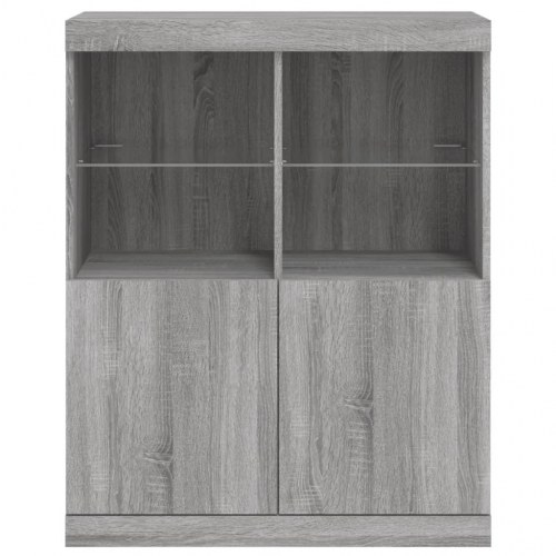 Skænk med LED-lys 81x37x100 cm grå sonoma-eg