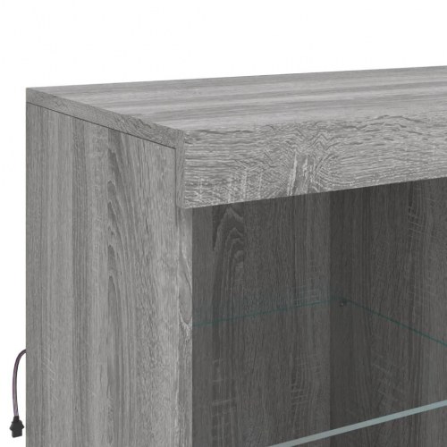 Skænk med LED-lys 81x37x100 cm grå sonoma-eg
