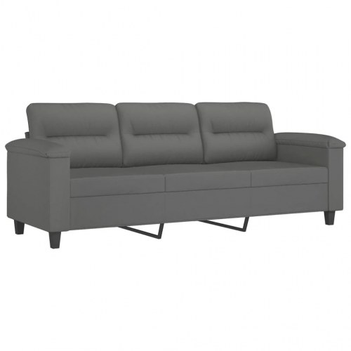 3-personers sofa med puder i mikrofiber - mørkegrå, 210 cm