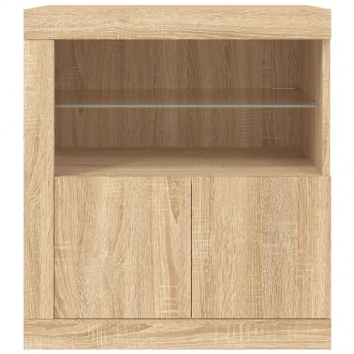 Skænk med LED-lys - 60,5 × 37 × 67 cm, sonoma-eg