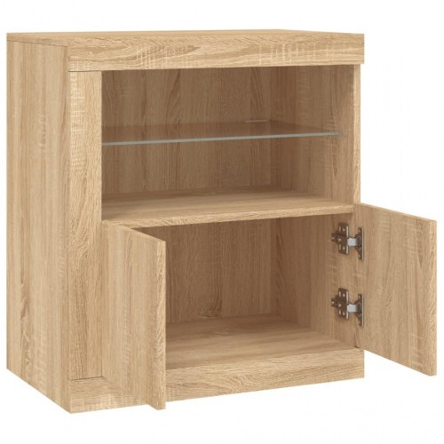 Skænk med LED-lys - 60,5 × 37 × 67 cm, sonoma-eg