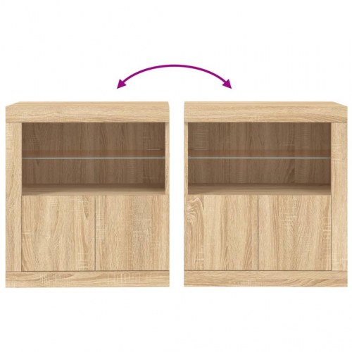 Skænk med LED-lys - 60,5 × 37 × 67 cm, sonoma-eg