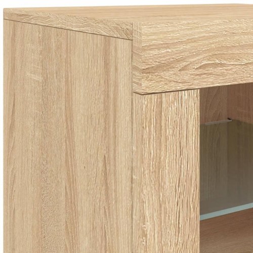 Skænk med LED-lys - 60,5 × 37 × 67 cm, sonoma-eg