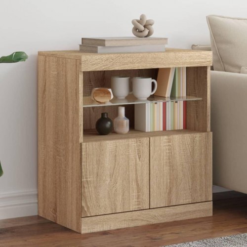 Skænk med LED-lys - 60 × 37 × 67 cm, sonoma-eg