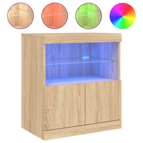 Skænk med LED-lys - 60 × 37 × 67 cm, sonoma-eg