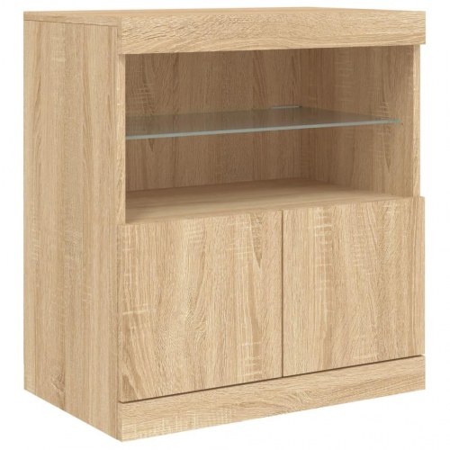 Skænk med LED-lys - 60 × 37 × 67 cm, sonoma-eg
