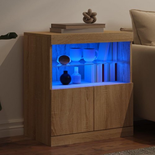 Skænk med LED-lys - 60 × 37 × 67 cm, sonoma-eg