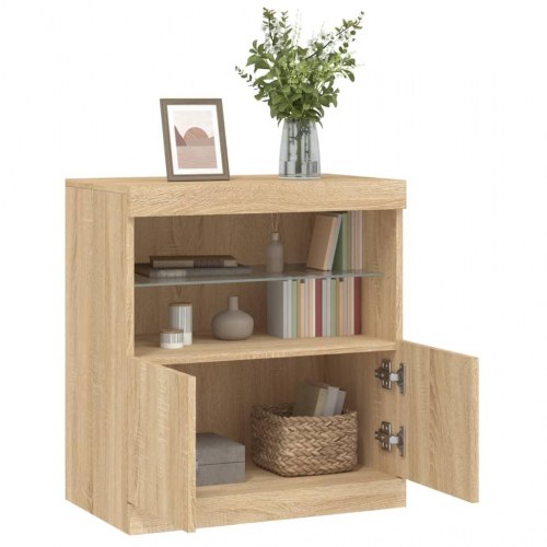 Skænk med LED-lys - 60 × 37 × 67 cm, sonoma-eg