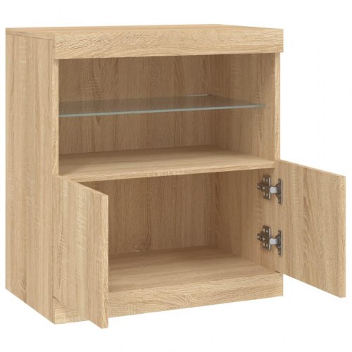 Skænk med LED-lys - 60 × 37 × 67 cm, sonoma-eg