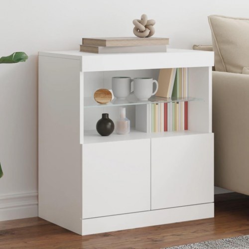 Skænk med LED-lys 60 × 37 × 67 cm - hvid