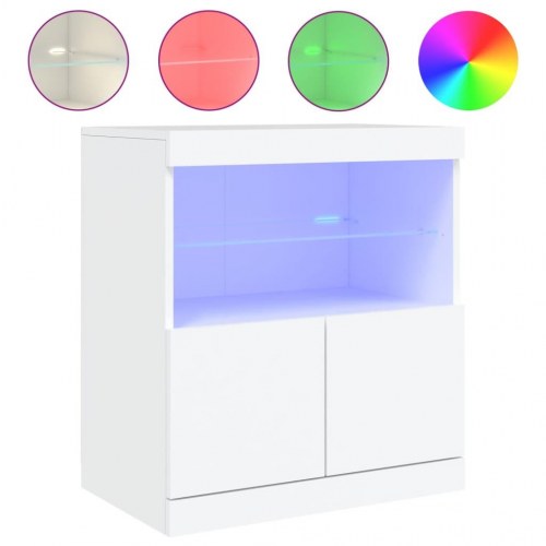Skænk med LED-lys 60 × 37 × 67 cm - hvid