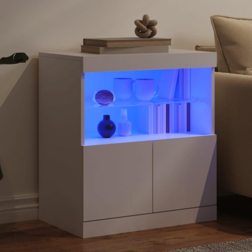 Skænk med LED-lys 60 × 37 × 67 cm - hvid