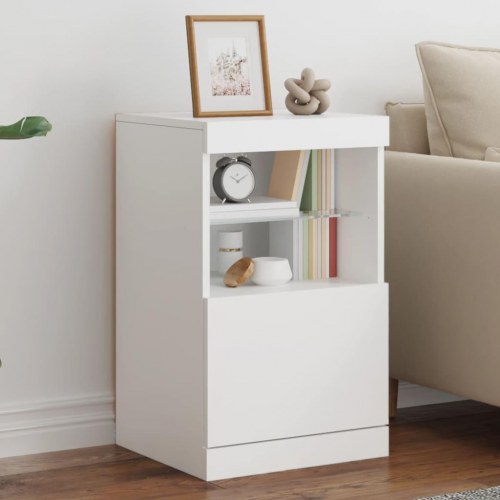 Skænk med LED-lys 41×37×67 cm - hvid