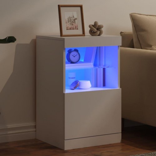 Skænk med LED-lys 41×37×67 cm - hvid