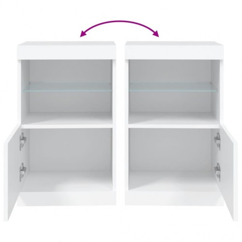 Skænk med LED-lys 41×37×67 cm - hvid