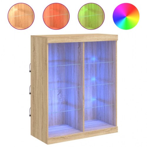 Skænk med LED-lys - 81×37×100 cm, sonoma-eg