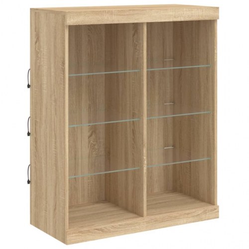 Skænk med LED-lys - 81×37×100 cm, sonoma-eg