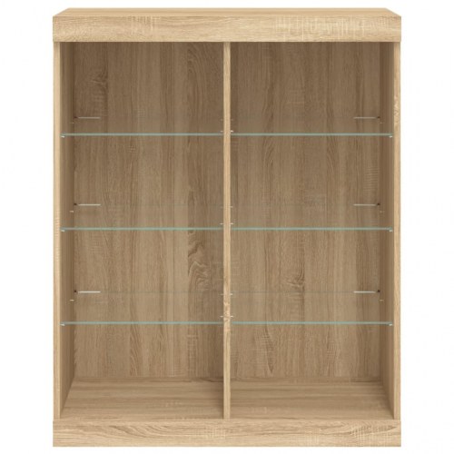 Skænk med LED-lys - 81×37×100 cm, sonoma-eg