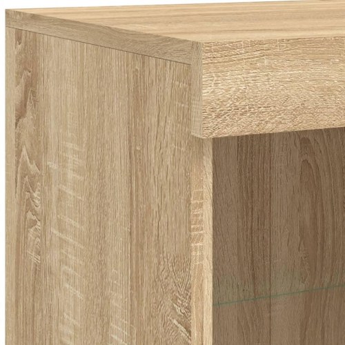 Skænk med LED-lys - 81×37×100 cm, sonoma-eg