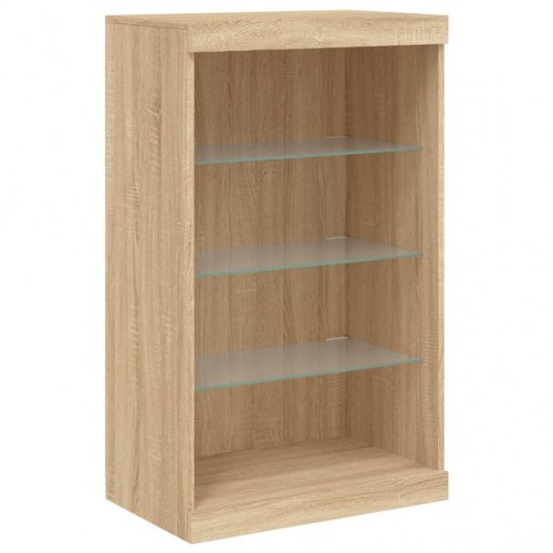 Skænk med LED-lys - 60,5×37×100 cm i sonoma-eg