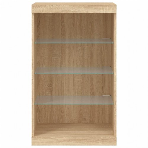 Skænk med LED-lys - 60,5×37×100 cm i sonoma-eg
