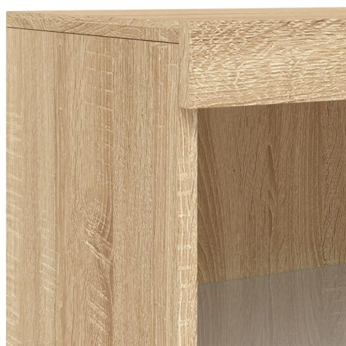 Skænk med LED-lys - 60,5×37×100 cm i sonoma-eg