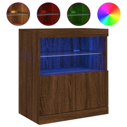 Skænk med LED-lys 60×37×67 cm - brun egetræsfarve