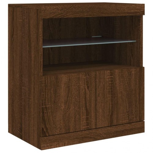 Skænk med LED-lys 60×37×67 cm - brun egetræsfarve