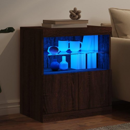 Skænk med LED-lys 60×37×67 cm - brun egetræsfarve