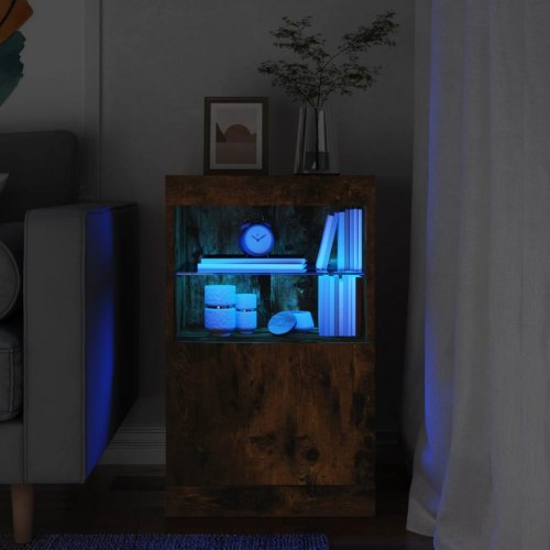 Skænk med LED-lys 41 × 37 × 67 cm - røget egetræsfarve