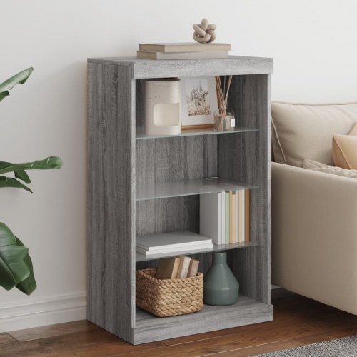 Skænk med LED-lys 60,5×37×100 cm - grå sonoma-eg