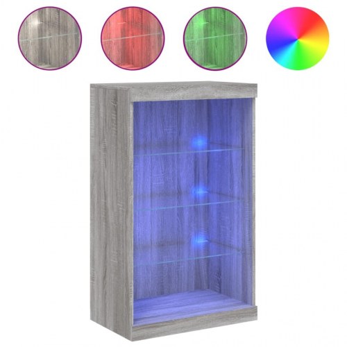 Skænk med LED-lys 60,5×37×100 cm - grå sonoma-eg