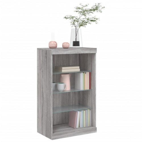 Skænk med LED-lys 60,5×37×100 cm - grå sonoma-eg