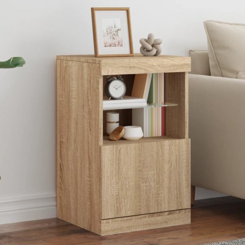 Skænk med LED-lys 41×37×67 cm - sonoma-eg