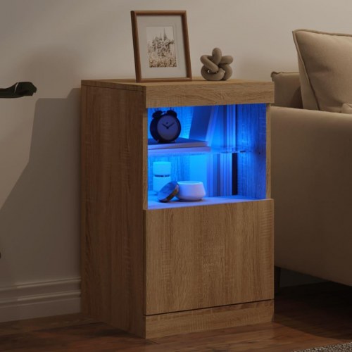 Skænk med LED-lys 41×37×67 cm - sonoma-eg