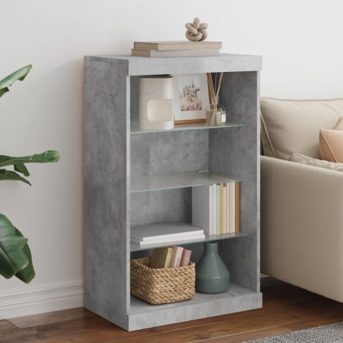 Skænk med LED-lys 60,5×37×100 cm - betongrå