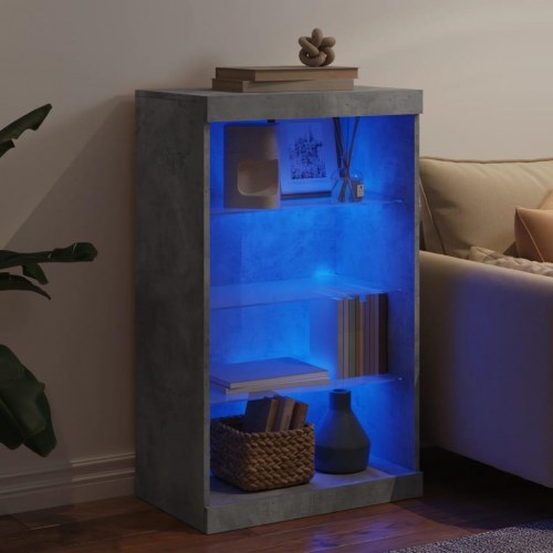 Skænk med LED-lys 60,5×37×100 cm - betongrå