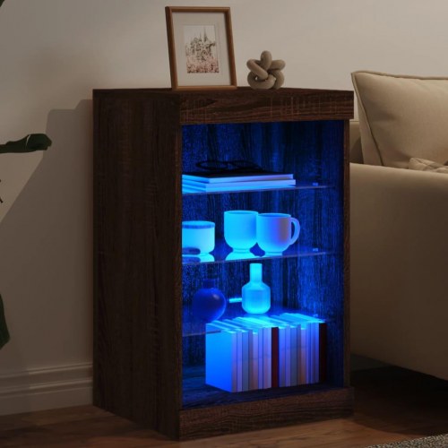 Skænk med LED-lys 41 × 37 × 67 cm - brun egetræsfarve