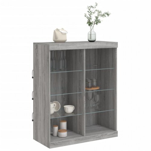 Skænk med LED-lys - 81 × 37 × 100 cm, grå sonoma-eg