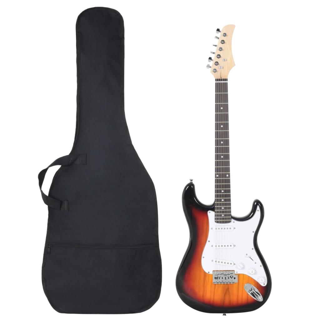 Elektrisk Guitar Til Begyndere Inkl Taske   Brun Hvid