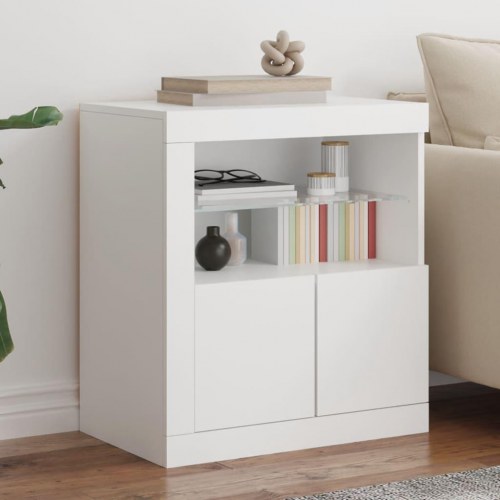 Skænk med LED-lys 60,5×37×67 cm - hvid